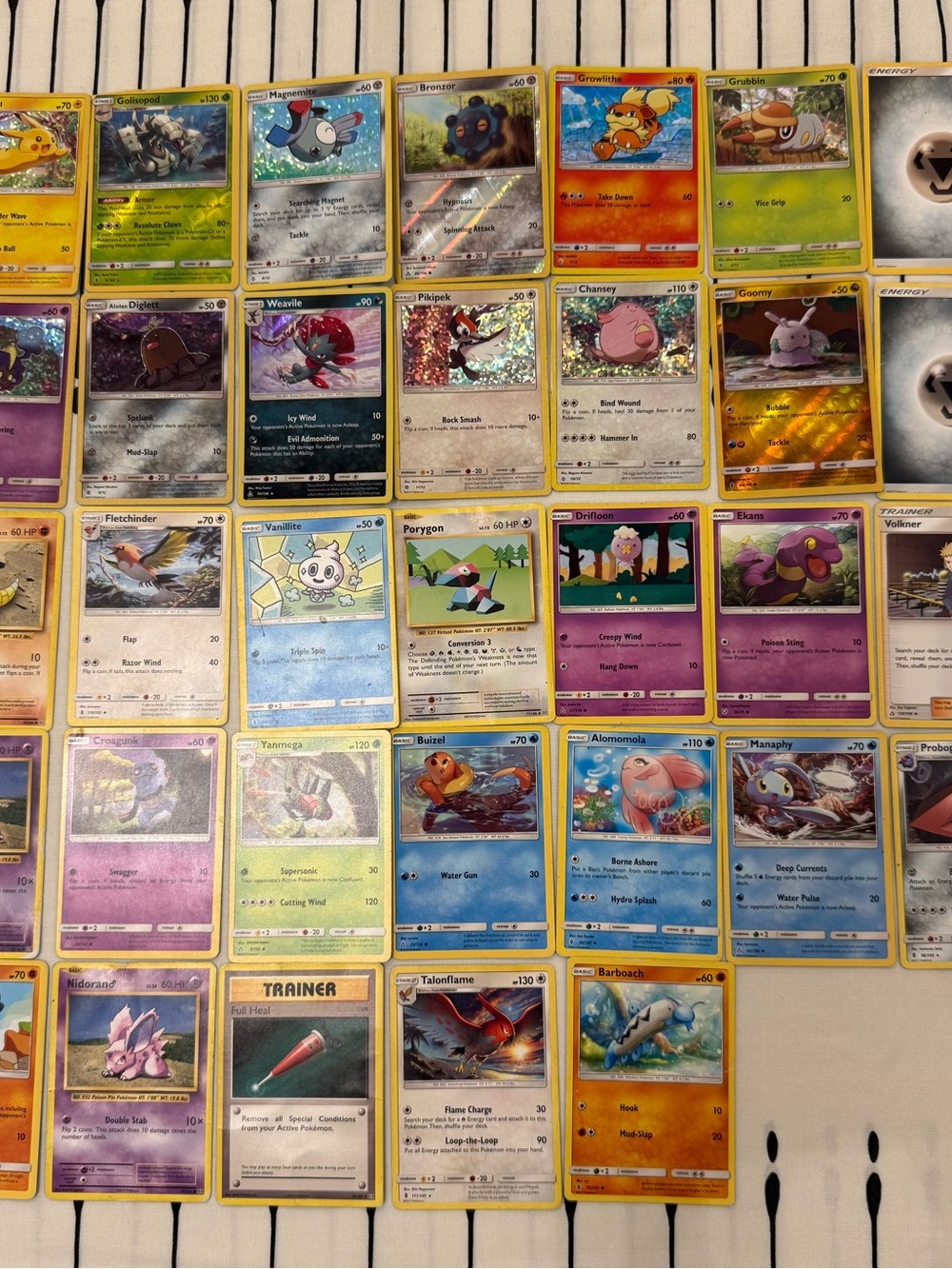 Pokemon Holo & Regular Cards - Blue Pink Yellow Green Gray Accents
